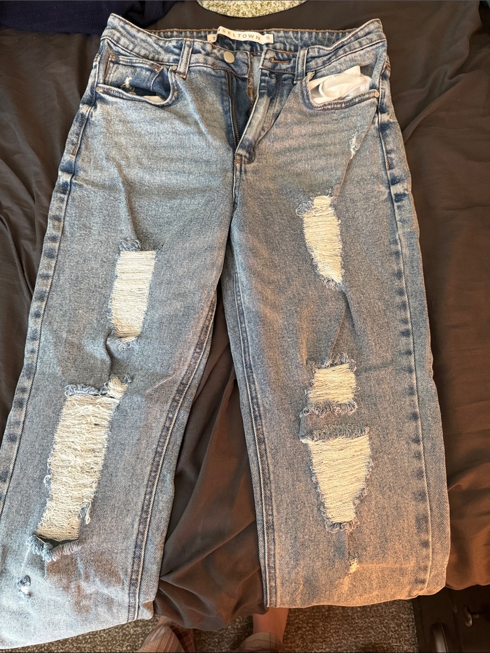 Tinseltown Distressed Light Blue Boyfriend Jeans